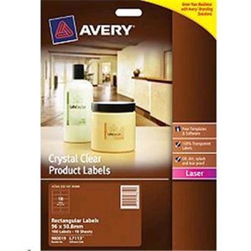 Buy Avery Rectangular Labels 10 Sheets 10 Up Crystal Clear L7113