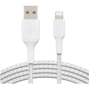 Belkin BoostCharge 1M Lightning to USB-A Braided Cable - White [CAA002bt1MWH]