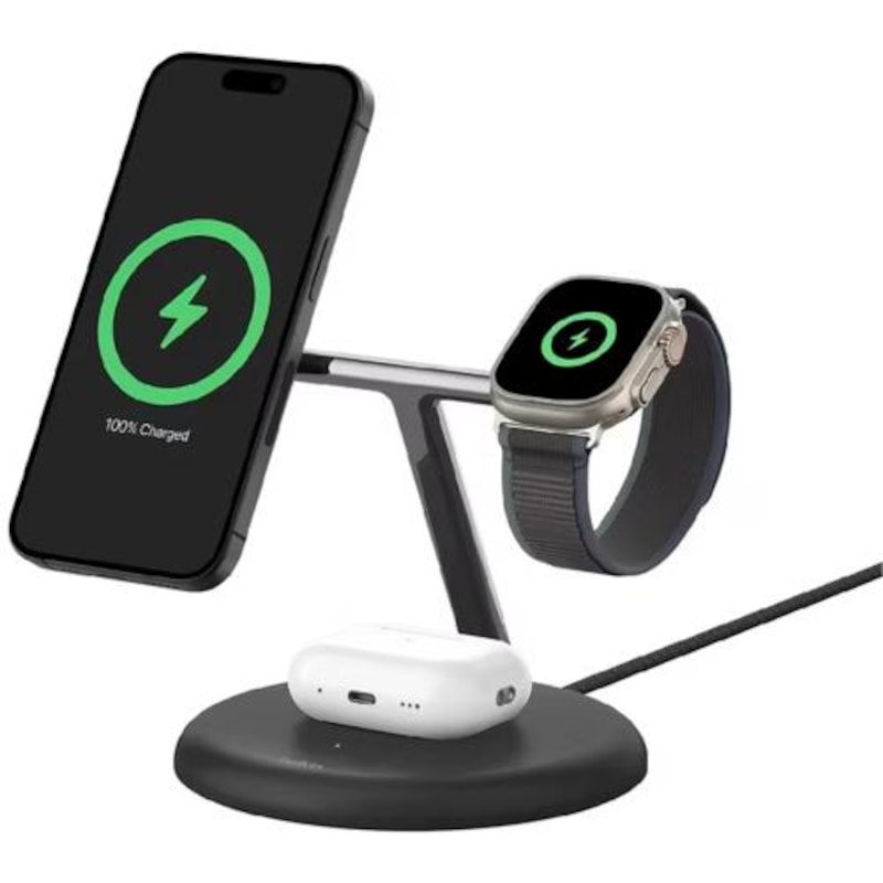 Buy Belkin BoostCharge Pro 3-in-1 Magnetic Wireless Charging Stand with ...