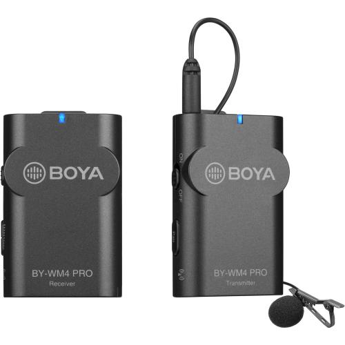 Boya BY-WM4 PRO Digital Camera-Mount Wireless Omni Lavalier Microphone System (2.4 GHz) For Smartphones, DSLRs, and Camcorders