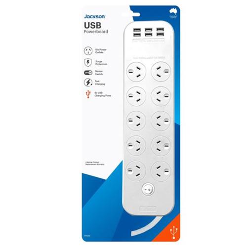 Jackson PT1055 10-Way Power Board with 6x USB-A Fast Charging Ports (4.5A) 10 [PT1055]
