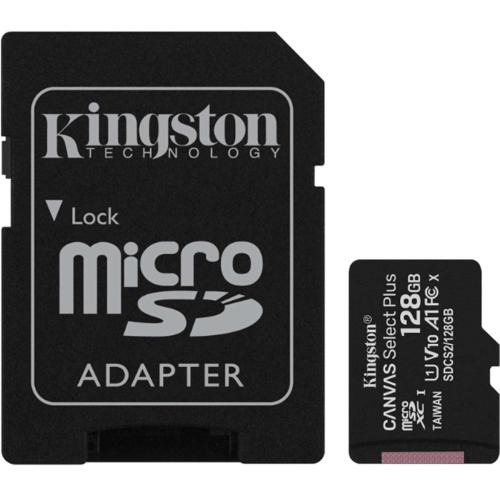 Kingston 128GB microSDHC Canvas Select Plus CL10 UHS-I Card + SD Adapter, up to 100MB/s read SDCS2/128GB [SDCS2/128GB]