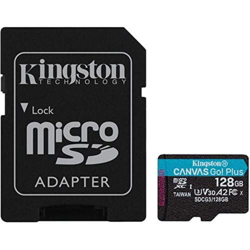 Kingston Canvas Go! Plus 128GB microSD Memory Card, Class 10, UHS-I, U3, V30, A2 [SDCG3/128GB]