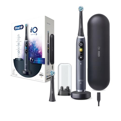 Oral-B iO Series 9 Electric Toothbrush With 2 Brush Heads (Black Onyx), Display screen helps motivate you and enables you to customize your brushing experience [IOS9B]