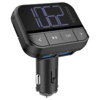 Promate EZFM-2 -Dual USB-A ports, In-Car FM Transmitter Supports Handsfree, Easy Plug-n-Play Remote Control, LCD Display [EZFM-2]