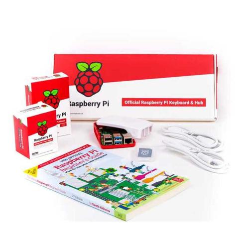 Raspberry Pi 4 Model B 8GB Beginner Desktop Kit Official White and Red Package with RPI Keyboard and Mouse, Comes with Beginners Guide [SEVRBP0281]