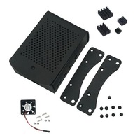 Raspberry Pi Case Black Aluminium Case with Mount, Heatsinks and Cooling Fan for Raspberry Pi 4 [SEVRBP0252]