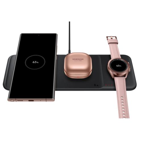 Samsung 3-in-1 Wireless Charger Black - Wireless Charging Qi-enabled Smartphones, Samsung Galaxy Watches and earbuds Up To Three Devices, Six Coils Built-in [EP-P6300TBEGAU]