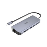 Unitek D1026B 9-in-1 USB 3.1 Multi-Port Hub with USB-C Connector. Includes 1x HDMI Port,1xVGAPort, 3x USB-A Ports, 1x RJ45, Card Reader, Plus PD 100W. [D1026B]