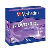 Verbatim 43541 DVD+R DL 5pk Jewel Case [43541]