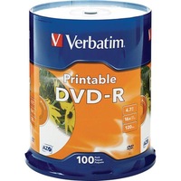 Verbatim 95153 DVD-R 100Pk Spindle white InkJet Printable 4.7GB 16x [95153]