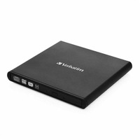 Verbatim 98938 External Slimline Mobile CD/DVD Writer USB 2.0 Black NO ADDITIONAL POWER REQUIRED [98938]