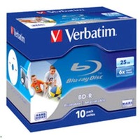 Verbatim 43713 Blu-Ray BD-R 25GB 6X Wide White IJP 10pk JC [43713]