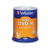 Verbatim 95102 DVD-R 4.7GB 16X with Branded Surface - 100pk Spindle AZO recording dye optimizes read/write performance [95102]
