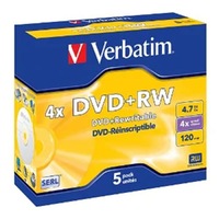 Verbatim 95043 DVD+RW 5pk Jewel Case [95043]