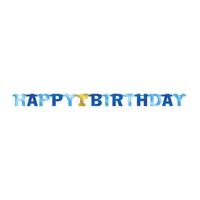 1st Birthday Boy Happy Birthday Jointed Foil Letter Banner