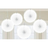 Australia Day Mini Fan Decorations Frosty White 5 Pack