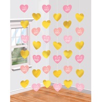 Baby Shower Pink & Metallic Gold Its a Girl Hanging String Decorations