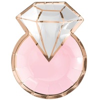 Blush Wedding Metallic Diamond Ring Shaped Plates 8 Pack