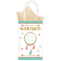 Boho Birthday Girl Printed Paper Kraft Bags 8 Pack