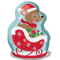 Christmas Junior Shape Deer In Sleigh Foil Balloon