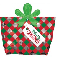 Christmas Junior SuperShape Red & Green Present Foil Balloon