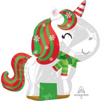 Christmas Unicorn Foil SuperShape Balloon