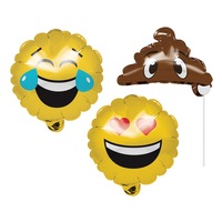 Emoji Party Supplies Photo Prop Foil Balloons 3 Pack