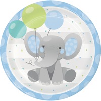 Enchanting Elephant Blue Dinner Plates Paper 8 Pack