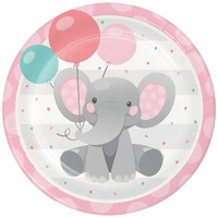 Enchanting Elephant Pink Dinner Plates Paper 8 Pack