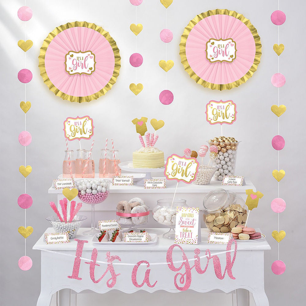 Girl's Baby Shower "It's A Girl" Pink Buffet Decorating Kit