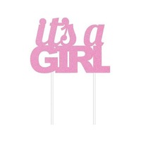 Girls Baby Shower Party Supplies Pink Glitter “It's a Girl” Cake Topper