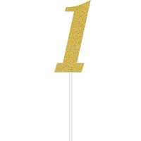Gold 1 Glitter Cake Topper