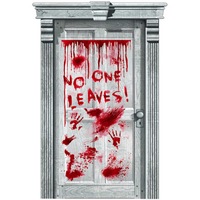 Halloween Asylum "NO ONE LEAVES!" Dripping Blood Door Decoration 