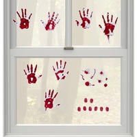 Halloween Skeleton Bloody Hand Print Wall Grabbers Vinyl Decorations