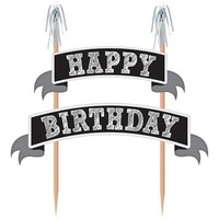 Happy Birthday Chalkboard Banner Kit Cake Topper Decoration