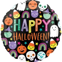 Happy Halloween Happy Faces Foil Round Balloon