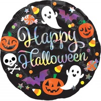 Happy Halloween Holographic Iridescent Round Foil Balloon