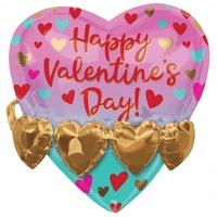 Happy Valentine's Day Gold Heart Garland Multi-Balloon 