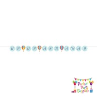 Hot Air Balloon Up Up Away Shaped Ribbon Banner