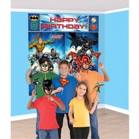 Justice League Happy Birthday Scene Setter & 12 Photo Props