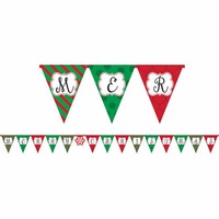 Merry Christmas Paper Pennant Banner Red Green White