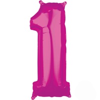 Number 1 Pink Magenta Foil Balloon 66cm