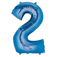 Number 2 Large Blue Foil Balloon
