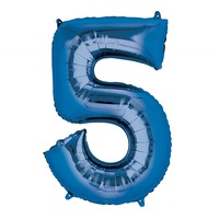 Number 5 Large Blue Foil Balloon 