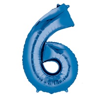 Number 6 Large Blue Foil Balloon 86cm