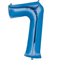 Number 7 Large Blue Foil Balloon 86cm