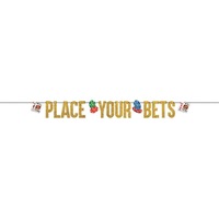 Roll The Dice Casino Ribbon Glittered Letter Banner "Place Your Bets" x1