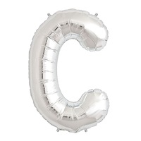 Silver Party Supplies - Large Silver Foil Letter C Balloon 86cm