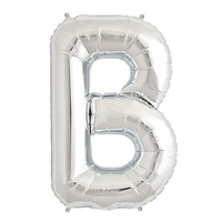 Silver Party Supplies - Silver Foil Balloon Letter B 86cm 
